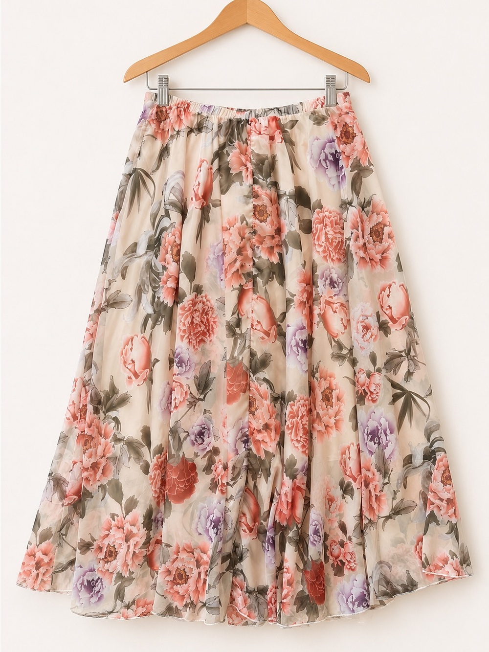 NWT Chicwish Splendid Peony Chiffon Maxi Skirt Floral XS S